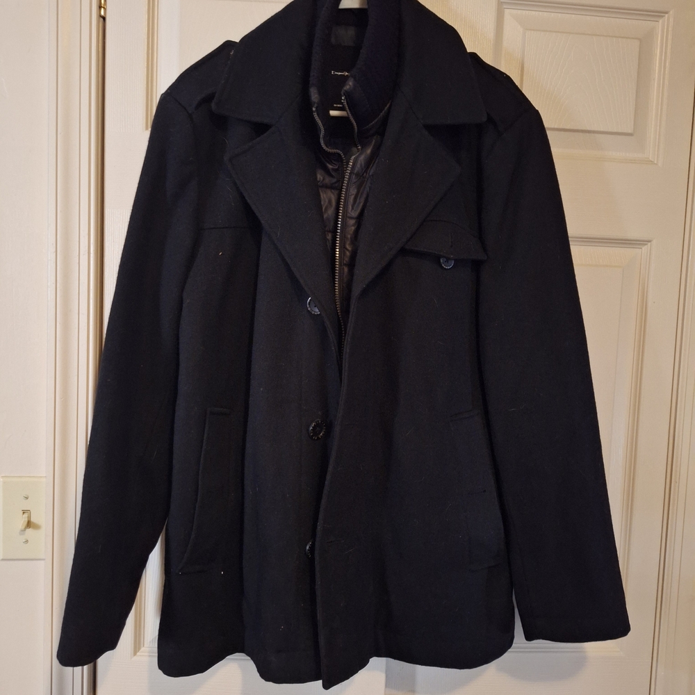 Buffalo David Bitton Black Pea Coat with Tailored Fit